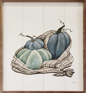 Harvest Cozy Pumpkins Blue I By Yvette St Amant